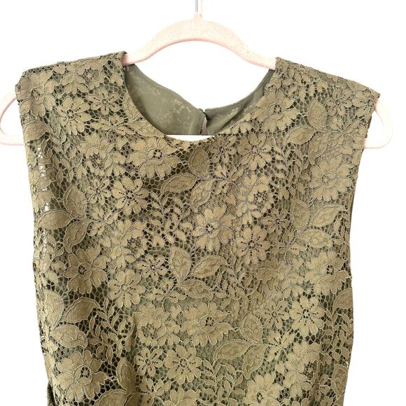 ZARA Floral Lace Midi Dress Green NWT Medium - Picture 4 of 6
